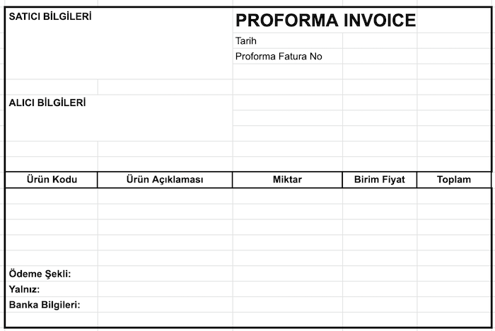 Proforma Fatura Örneği